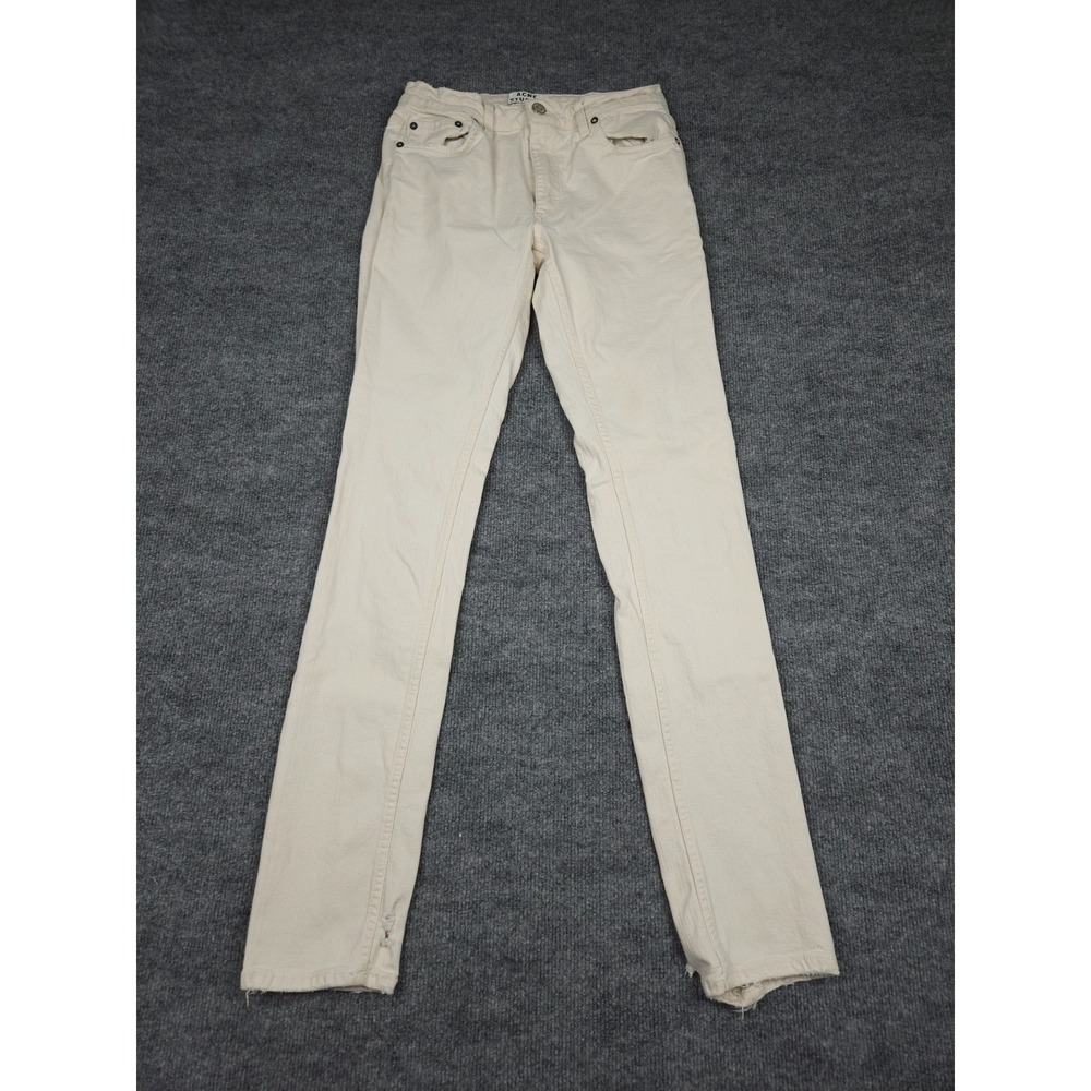 ACNE Studios Dirty White Flex Used Ecru Distressed Denim Jeans Size 29/32